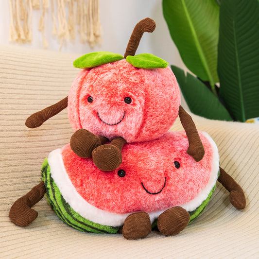 60CM Kawaii Watermelon Cherry Fruit Pillow Stuffed Doll Plush Toy Soft Birthday Gift For Kids Mascot Home Decor