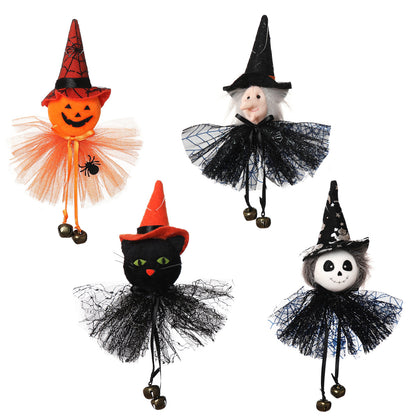 4PCS 15CM Halloween Pumpkin Ghost Witch Black Cat Charm Dolls Toy Xmas Gifts Mascot Festival Home Decor