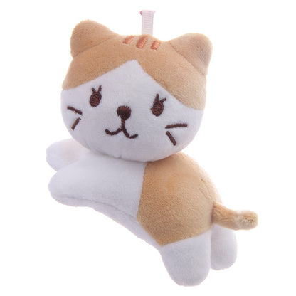 6Pces Tilting Cat Plush Keychain Soft Plush Toys Stuffed Animal Dolls Birthday Xmas Gift Wallet Bag Accessories Props