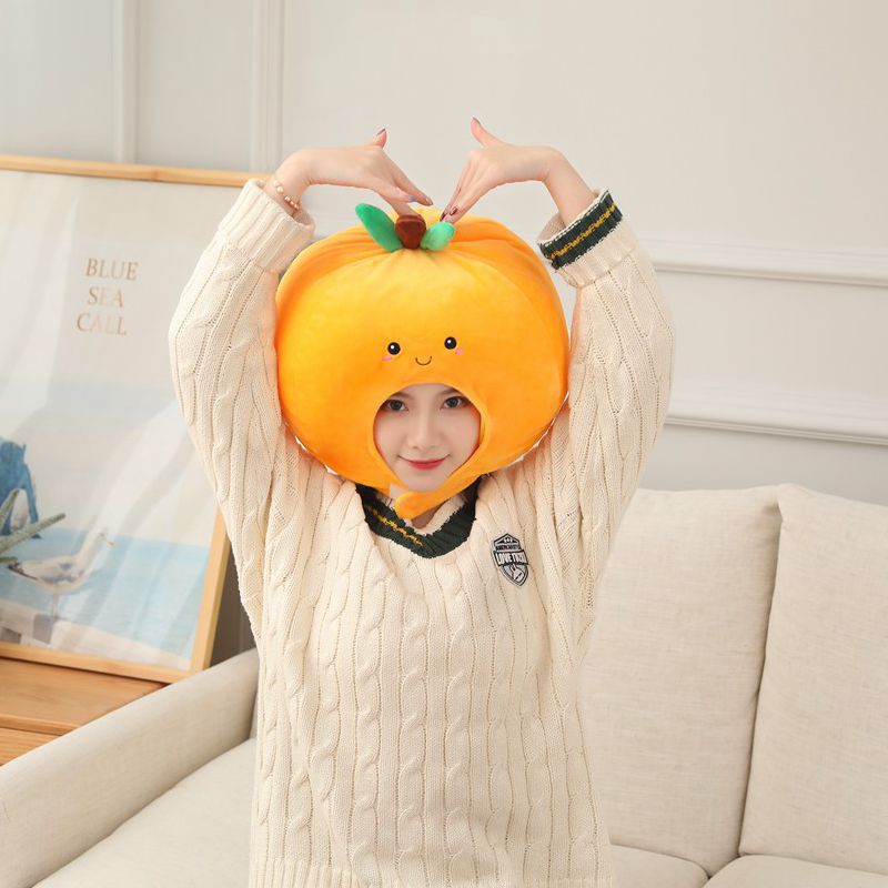 Cute Orange Headgear Decor Hat Party Headwear Stuffed Food Fruit Mascot Photo Prop Birthday Gift