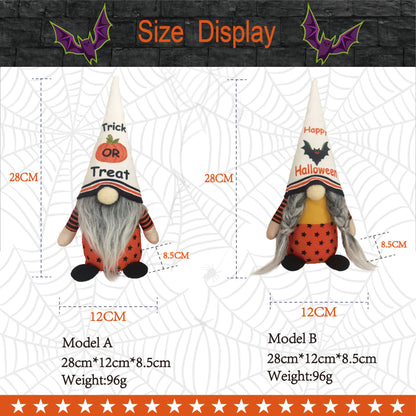 2PCS 28CM Halloween Pumpkin Bat The Gnome Figurine Dolls Toy Xmas Gifts Mascot Festival Home Decor