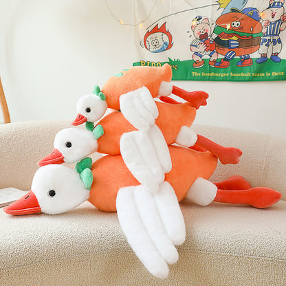 75CM Carrot Big Geese Pillow Plush Toys Cartoon Swan Soft Stuffed Animal Dolls Mascot Birthday Xmas Gift