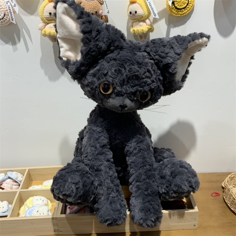 40CM Devon Curly Black Cat Doll Plush Toys Cartoon Soft Stuffed Animals Dolls Mascot Birthday Xmas Gift