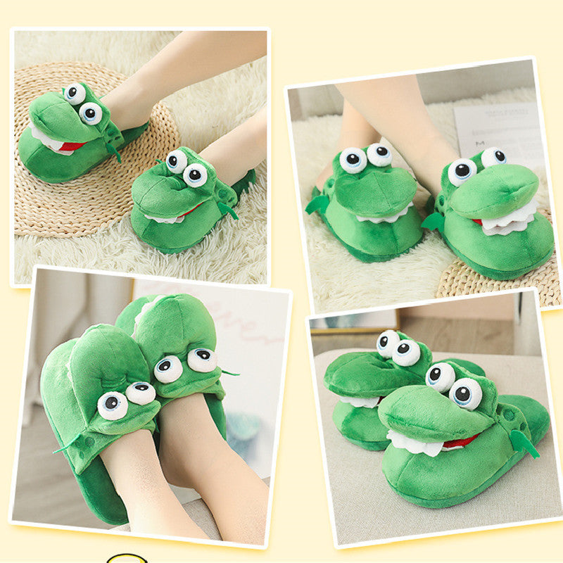 Carton Crocodile Sheep Move Animals Plush Slipper Shoes For Adult Kids Winter Warm Cozy Fluffy House Slippers Plush Shoes