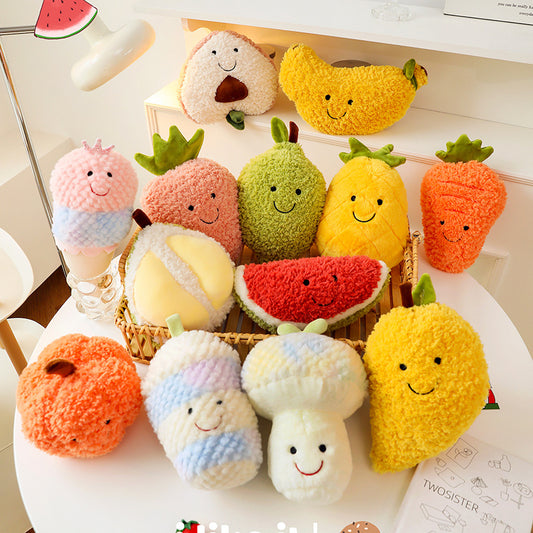 25CM Kawaii Fruit Watermelon/ Strawberry/ Lemon/ Banana/ Pineapple/ Mango/ Peach/ Durian Stuffed Doll Plush Toy Soft Gift Home Decor
