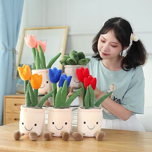 35CM Flower Tulips Cactus Soft Plants Dolls Toy Gift Mascot Christmas Gifts Home Decor