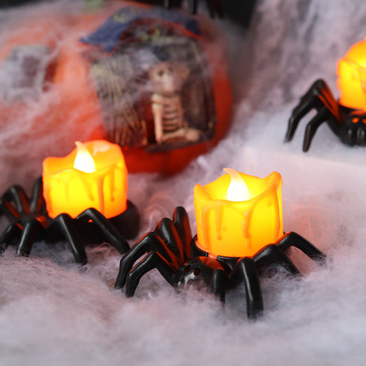 12Pcs Spider Skeleton Chandelier Tea Lights Novelty Flameless LED Lights Chandelier Candle Holder Halloween Home Decor