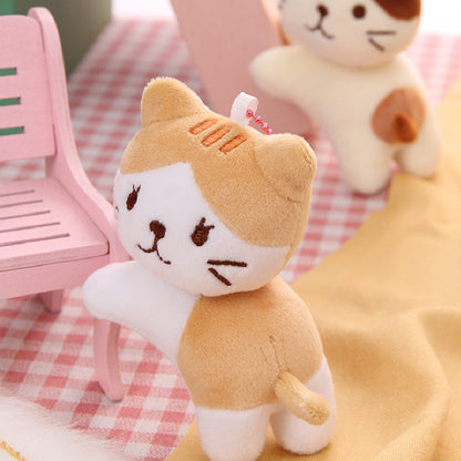 6Pces Tilting Cat Plush Keychain Soft Plush Toys Stuffed Animal Dolls Birthday Xmas Gift Wallet Bag Accessories Props