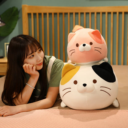 35CM Fat Round Cat Pillow Plush Toys Cartoon Soft Stuffed Animals Dolls Mascot Birthday Xmas Gift