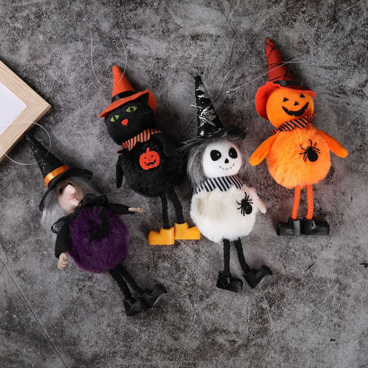 4PCS 19CM Halloween Pumpkin Ghost Widgets Witch Black Cat Charm Dolls Toy Xmas Gifts Mascot Festival Home Decor