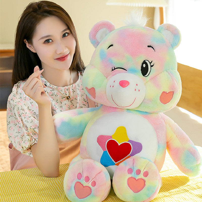 75CM Rainbow Dolls Kawaii Bear Pillow Plush Toys Soft Stuffed Animals Dolls Mascot Birthday Xmas Gift Pink Halloween Decor