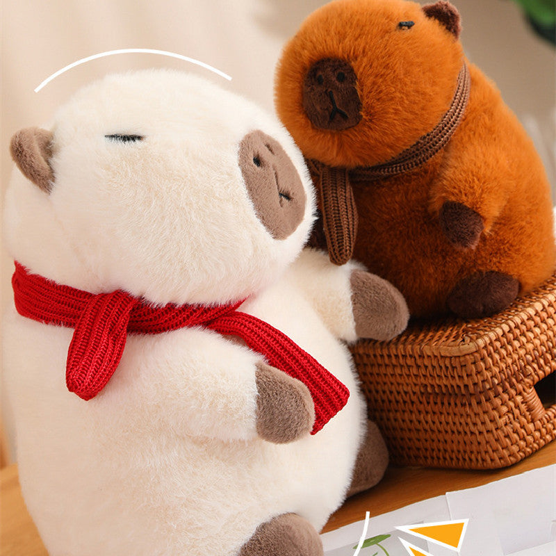 35CM Kawaii Winter White Capybara Stuffed Animal Plush Toy Dolls Gift For Kids Baby Mascot Xmas Gifts