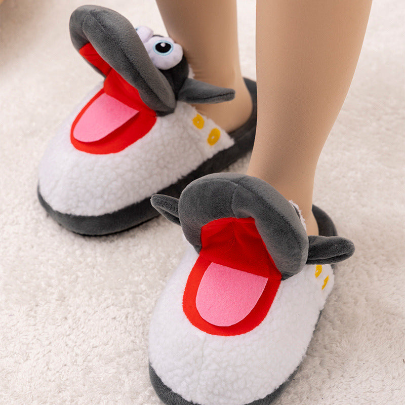 Carton Crocodile Sheep Move Animals Plush Slipper Shoes For Adult Kids Winter Warm Cozy Fluffy House Slippers Plush Shoes