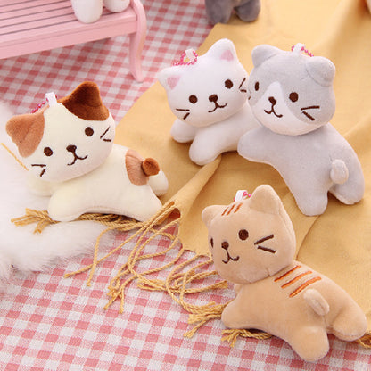 6Pces Tilting Cat Plush Keychain Soft Plush Toys Stuffed Animal Dolls Birthday Xmas Gift Wallet Bag Accessories Props