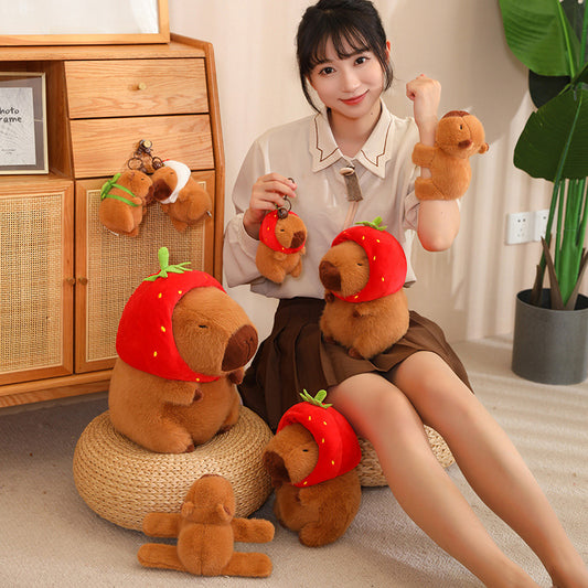 33CM Strawberries Capybara Stuffed Animal Plush Toy Dolls Gift For Kids Baby Mascot Xmas Valentine's Day Gifts