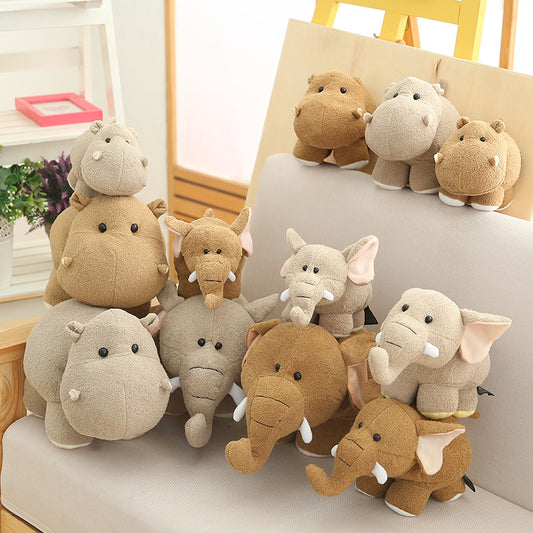 35CM Cute Elephant Hippo Dolls Stuffed Wild Animals Plush Toy For Kids Birthday Xmas Gifts Home Decor