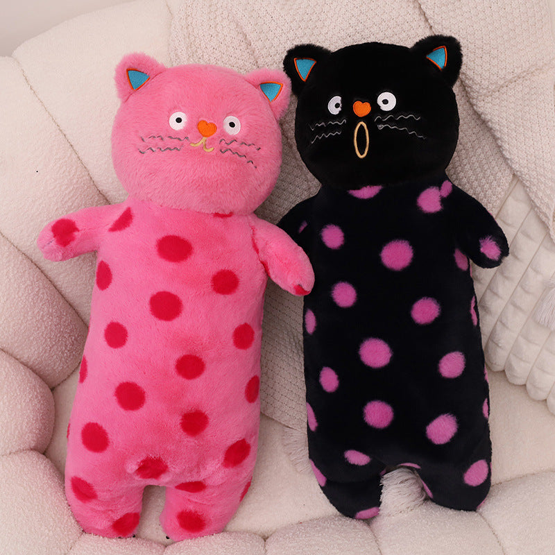 70CM Pink Polka Dot Long Body Cat Plush Toys Cartoon Stuffed Pillow Animals Soft Doll Gifts For Kids Girls