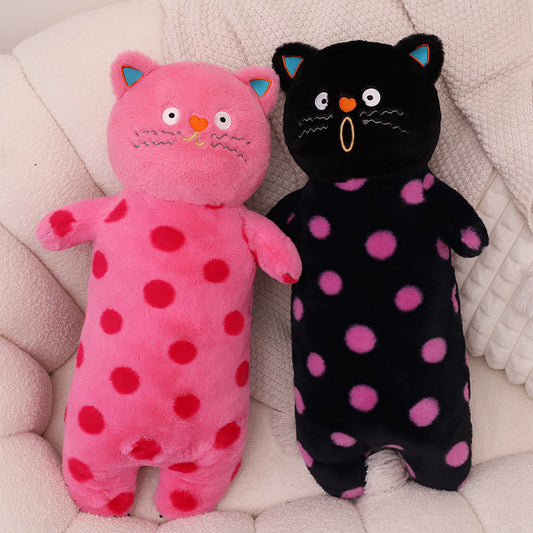70CM Pink Polka Dot Long Body Cat Plush Toys Cartoon Stuffed Pillow Animals Soft Doll Gifts For Kids Girls