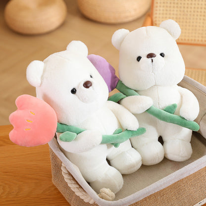 50CM Cute Tulip Bear Plush Toy Soft Stuffed Animals Dolls Mascot Birthday Xmas Gift Halloween Decor Valentine's Day Gift