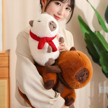 35CM Kawaii Winter White Capybara Stuffed Animal Plush Toy Dolls Gift For Kids Baby Mascot Xmas Gifts