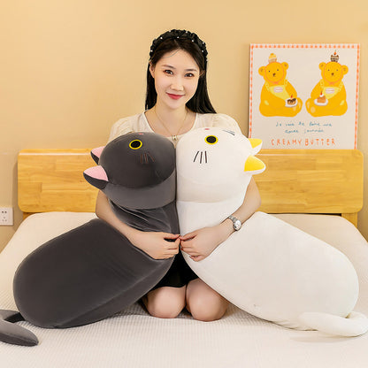 90CM Kawaii Cat Plush Sleep Cuddle Pillow Cartoon Stuffed Animals Cat Plushie Soft Doll Pillows Girlfriend Kids Gifts