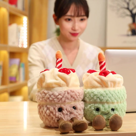 28CM Kawaii Birthday Cake Dolls Soft Bread Plush Toy Stuffed Birthday Gift For Kids Xmas Mascot