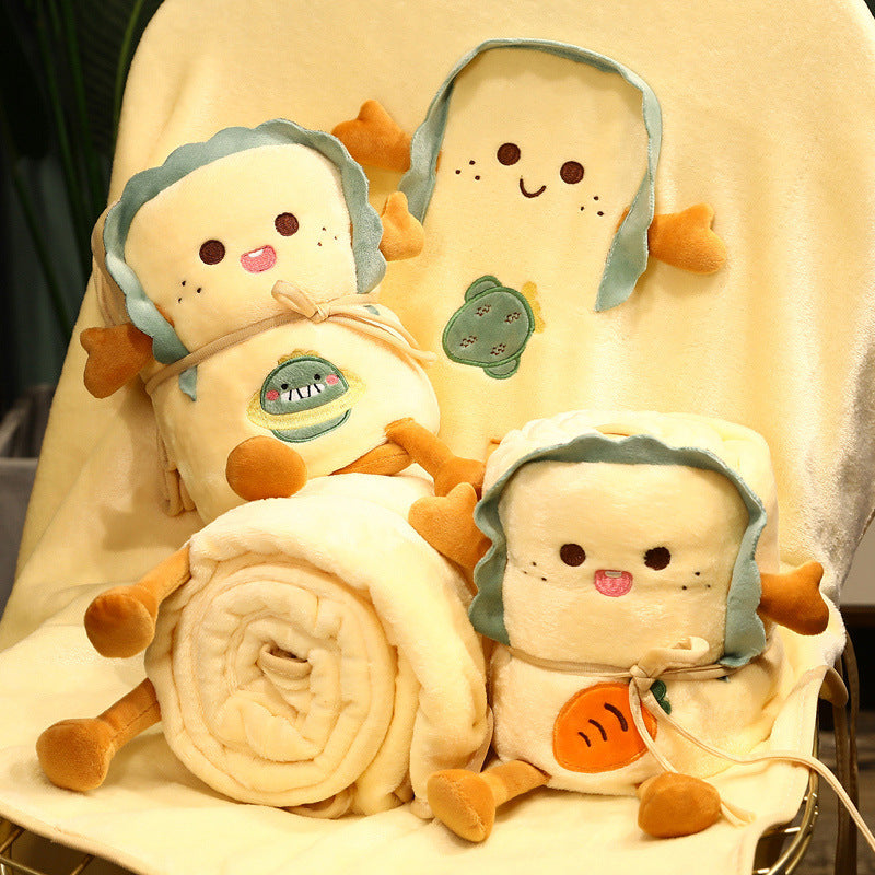 170CM Cartoon Toast Bread Fluffy Blanket Funny Food Security Blanket Soft Lovey Unisex Gifts Snuggle Toy Plush Stuffed