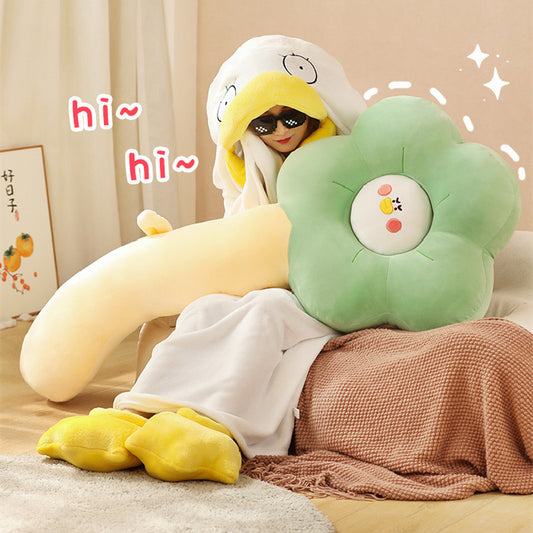 130CM Folwer Pillow Plush Toys Cartoon Swan Soft Stuffed Plant Dolls Mascot Birthday Xmas Gift Sleep Pillow