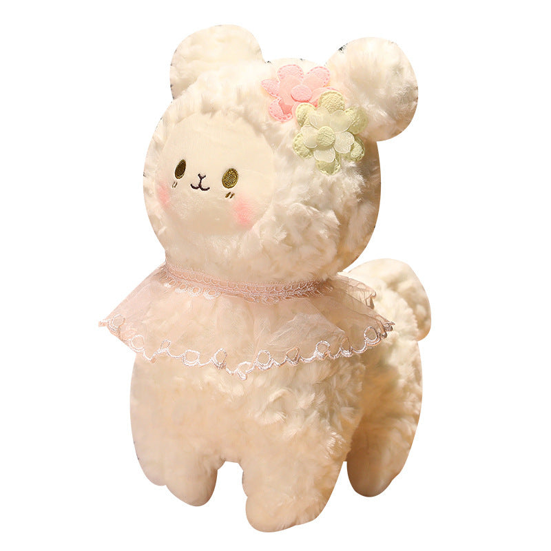 80CM Cute Lace Alpaca Pillow Plush Toy Soft Stuffed Animal Sheep Dolls Birthday Gift For Kids Girls Mascot Halloween Xmas Gifts