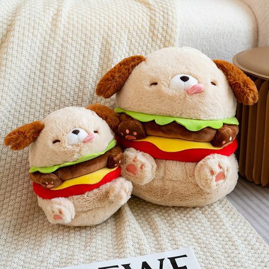 35CM Hamburger Dog Pet Food Soft Stuffed Animal Dolls For Kids Baby Mascot Birthday Xmas Gifts Home Decor