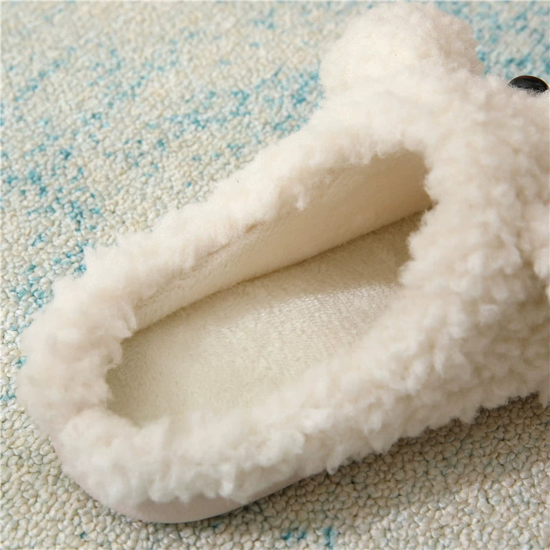 Cute Dog Slippers For Women Man Winter Warm Cozy Animal Fluffy House Slippers Plush Shoes