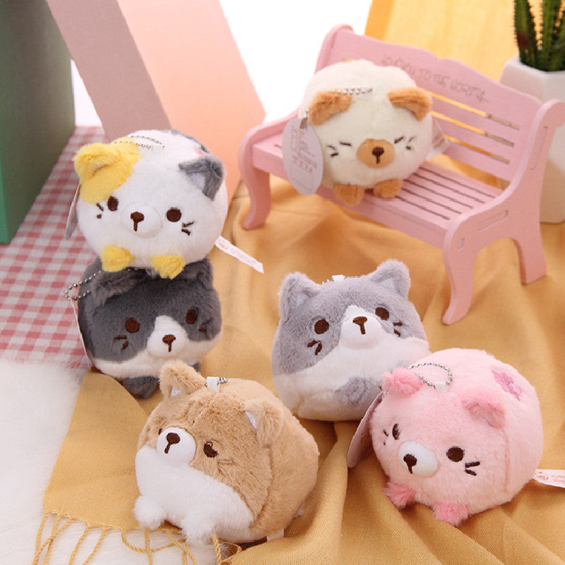 6Pces Cute Cat Plush Keychain Soft Plush Toys Stuffed Animal Dolls Birthday Xmas Gift Wallet Bag Accessories Props