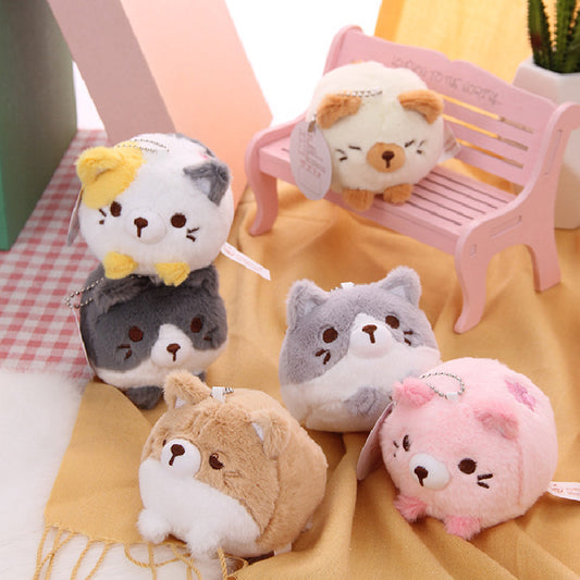 6Pces Cute Cat Plush Keychain Soft Plush Toys Stuffed Animal Dolls Birthday Xmas Gift Wallet Bag Accessories Props