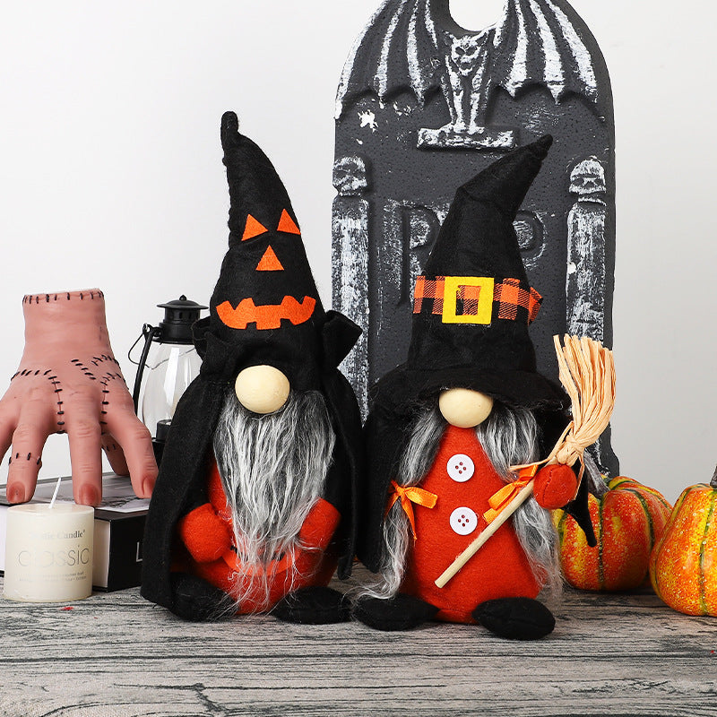 30CM Halloween Pumpkin Witch The Gnome Figurine Dolls Toy Xmas Gifts Mascot Festival Home Decor