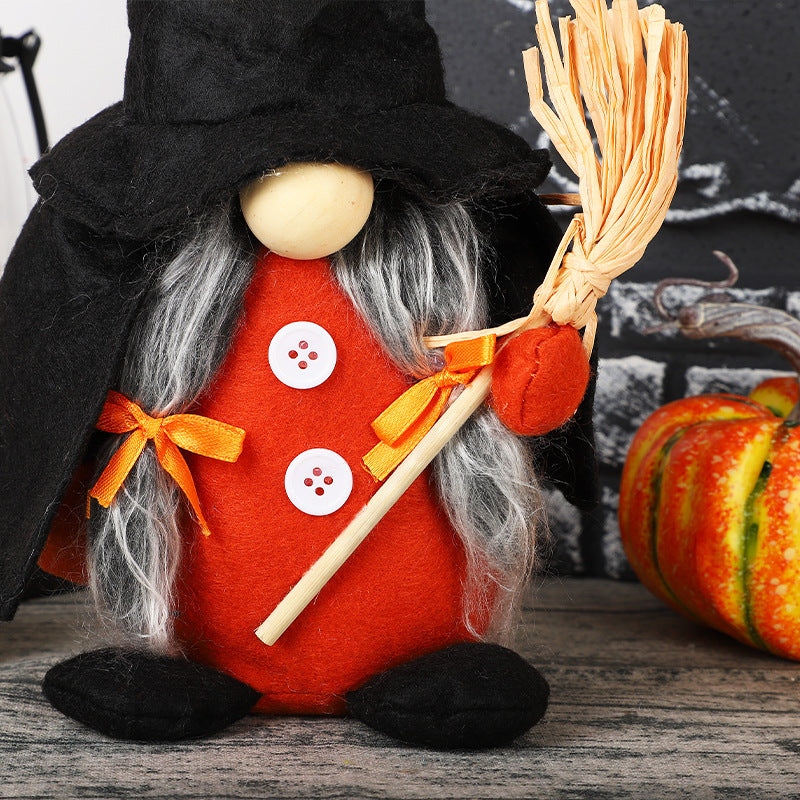 30CM Halloween Pumpkin Witch The Gnome Figurine Dolls Toy Xmas Gifts Mascot Festival Home Decor