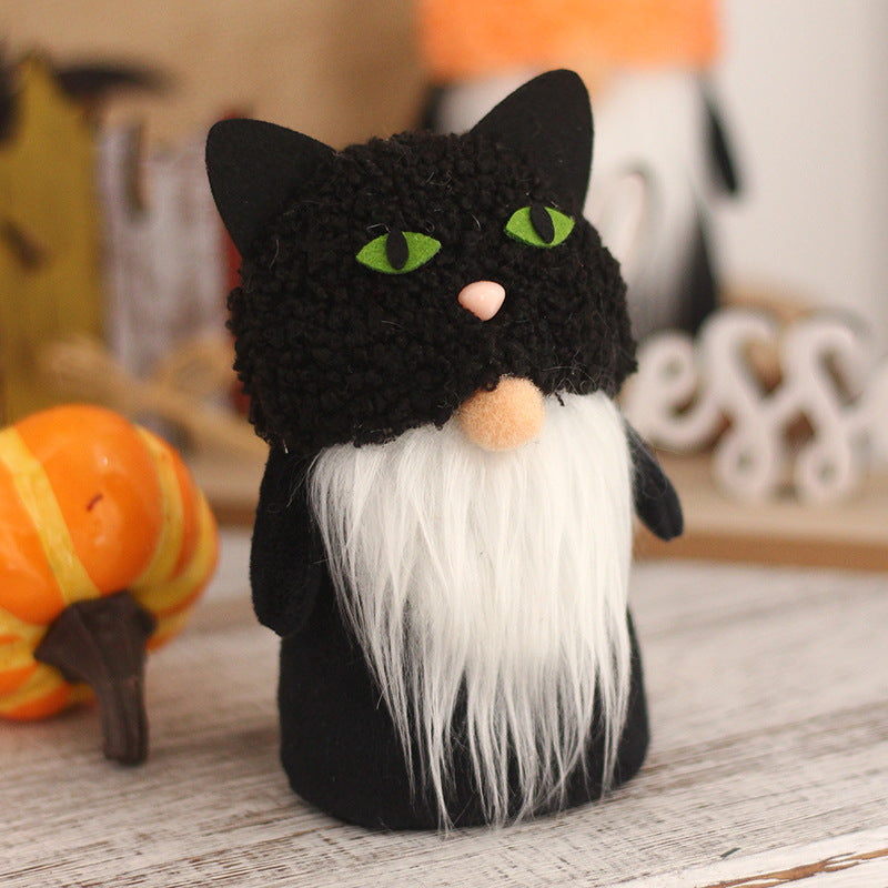 13CM Halloween Cat The Gnome Figurine Dolls Toy Xmas Gifts Mascot Festival Home Decor