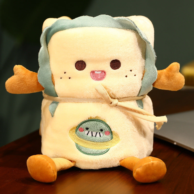 170CM Cartoon Toast Bread Fluffy Blanket Funny Food Security Blanket Soft Lovey Unisex Gifts Snuggle Toy Plush Stuffed