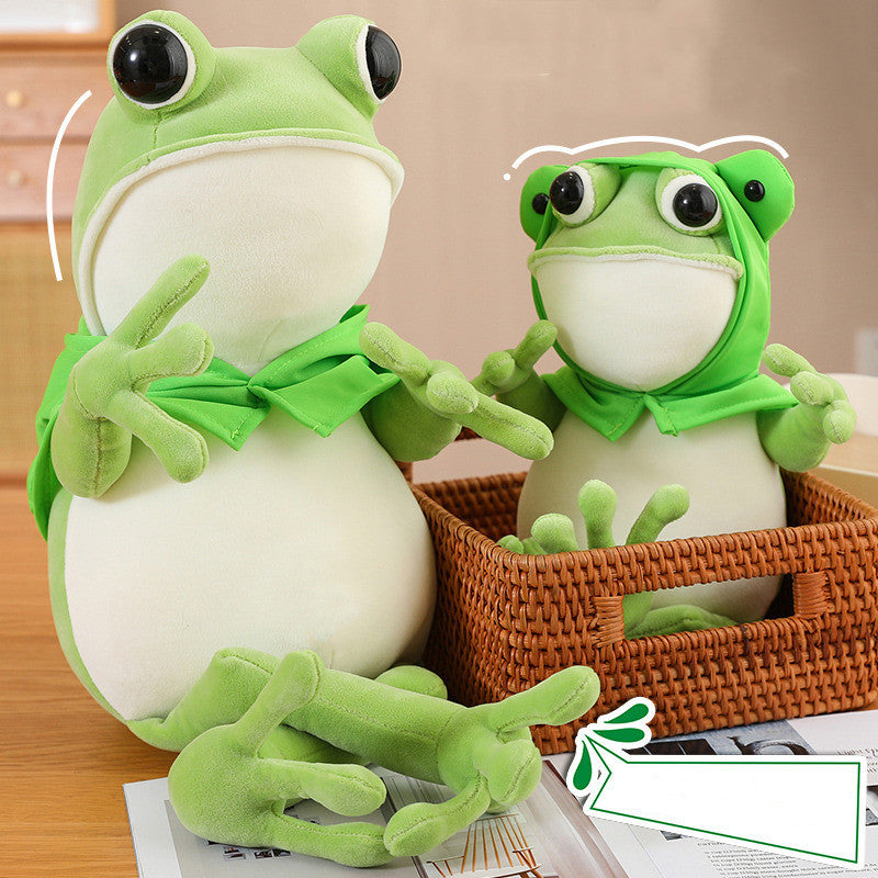 80CM Cloak Frog Pillow Soft Dolls Animals Plush Toy Birthday Xmas Gifts For Kids Mascot Home Decor