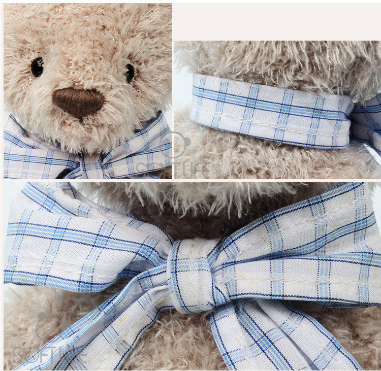 30CM Bow Gentleman Bear Plush Toys Soft Cuddly Stuffed Animals Dolls Mascot For Baby Kids Birthday Xmas Gift