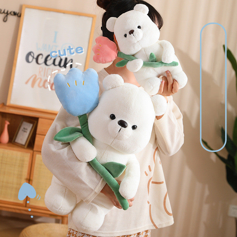 50CM Cute Tulip Bear Plush Toy Soft Stuffed Animals Dolls Mascot Birthday Xmas Gift Halloween Decor Valentine's Day Gift