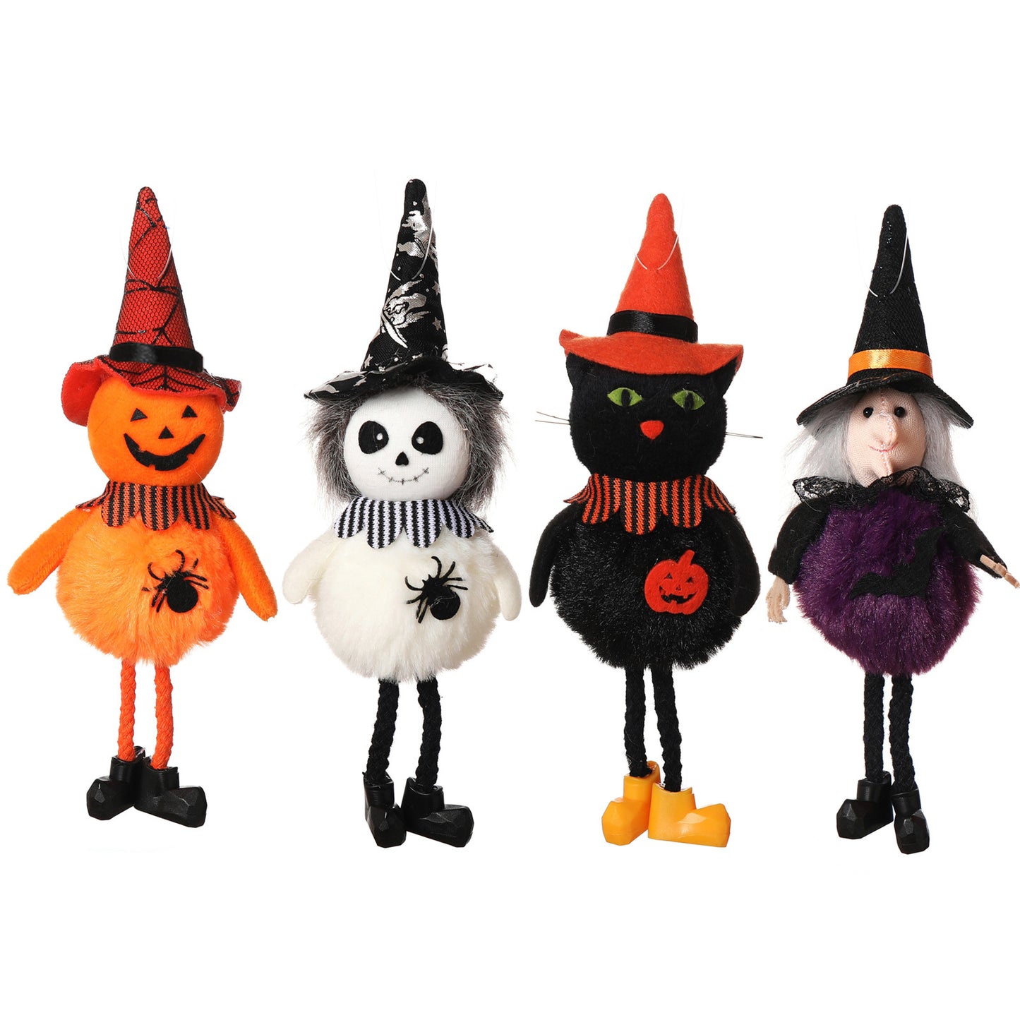 4PCS 19CM Halloween Pumpkin Ghost Widgets Witch Black Cat Charm Dolls Toy Xmas Gifts Mascot Festival Home Decor