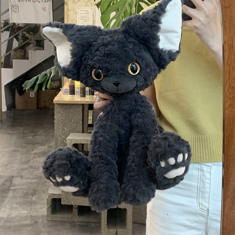 40CM Devon Curly Black Cat Doll Plush Toys Cartoon Soft Stuffed Animals Dolls Mascot Birthday Xmas Gift