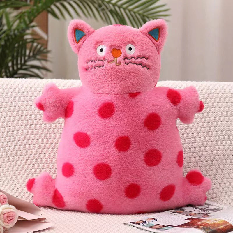 45CM Pink Polka Dot Fat Cat Plush Toys Cartoon Stuffed Pillow Animals Soft Doll Gifts For Kids Girls