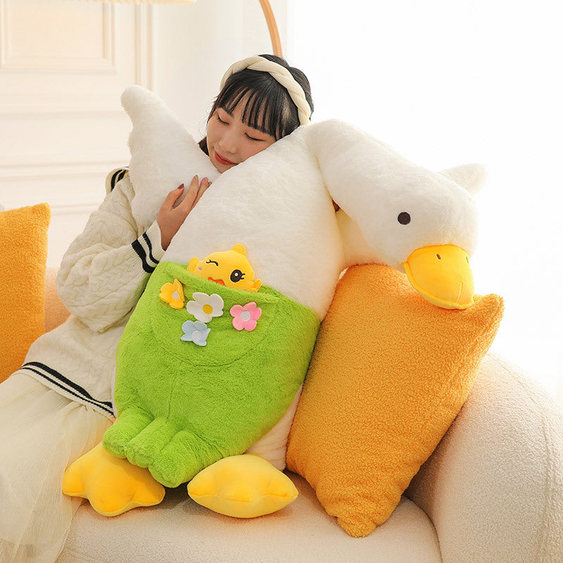 75CM White Geese With Backstrap Pillow Plush Toys Cartoon Swan Soft Stuffed Animal Dolls Mascot Birthday Xmas Gift