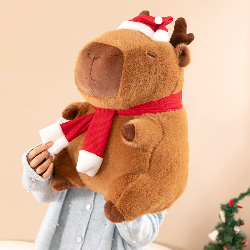 40CM Christmas Capybara Stuffed Animal Plush Toy Dolls Gift For Kids Baby Mascot Xmas Gifts