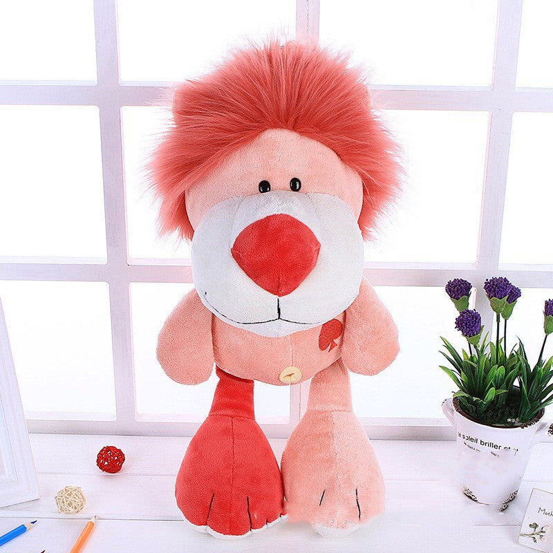 35CM Cuddly Lion Elephant Toys Soft Stuffed Animals Dolls For Baby Kids Mascot Birthday Xmas Gift Pink Halloween Decor