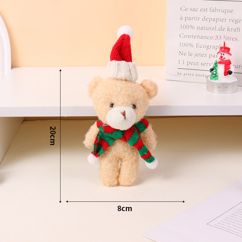 20CM Christmas Bear Keychain Plush Toys Cartoon Soft Stuffed Animals Dolls Mascot Birthday Xmas Gift