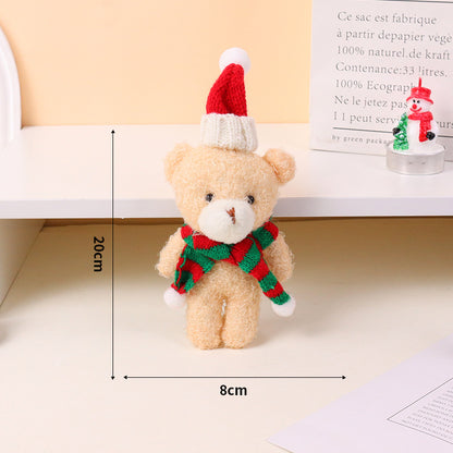 20CM Christmas Bear Keychain Plush Toys Cartoon Soft Stuffed Animals Dolls Mascot Birthday Xmas Gift