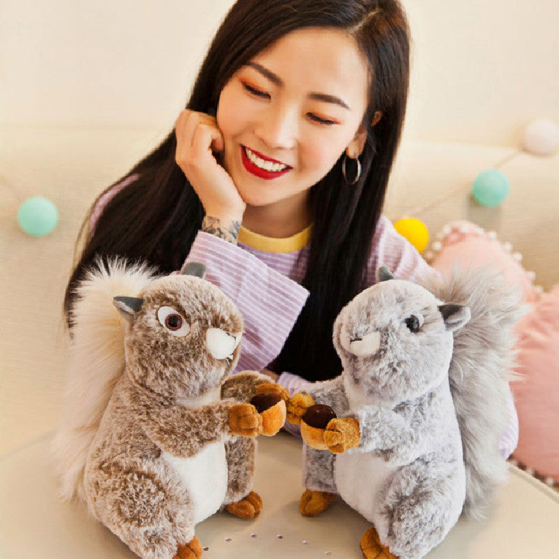 30CM Soft Squirrel Plush Cuddly Toy Wild Animals Simulation Dolls Gift For Kids Baby Mascot Home Decor