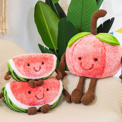 60CM Kawaii Watermelon Cherry Fruit Pillow Stuffed Doll Plush Toy Soft Birthday Gift For Kids Mascot Home Decor